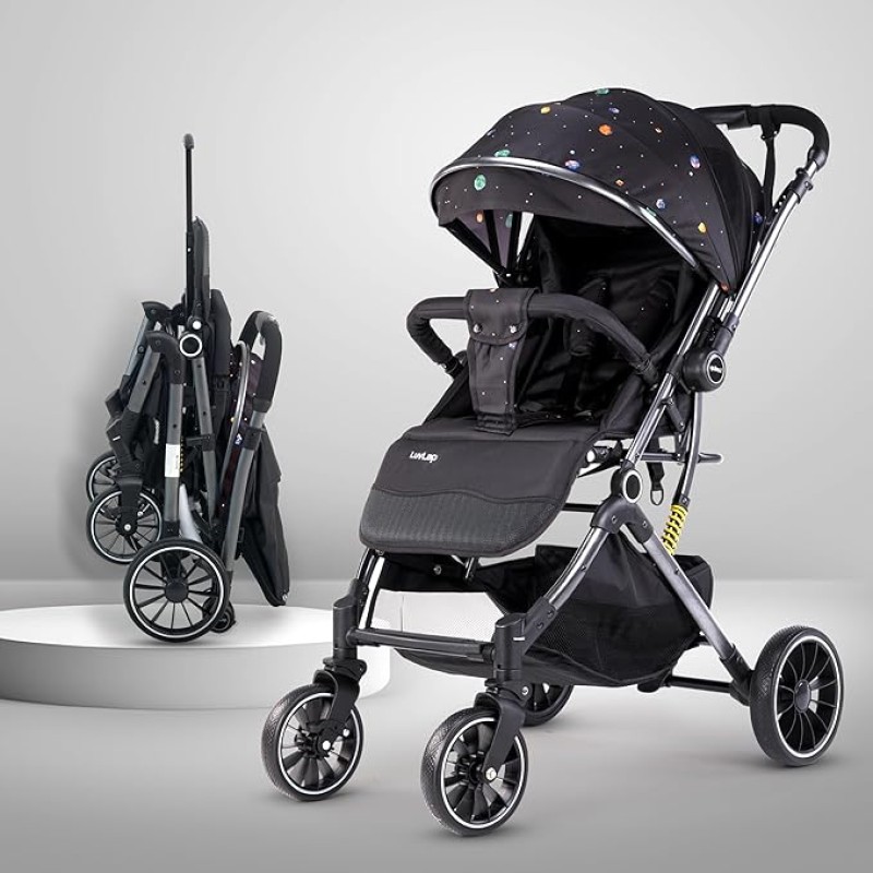 LuvLap Alpha Baby Stroller/Pram, One Fold, Travel Friendly, 5 Point Safety Harness, Reversible Handle bar, Multilevel Recline & Adjustable footrest, Extendable Canopy, for Babies 0-3 Years (Black) LuvLap Alpha Baby Stroller/Pram, One Fold, Travel Friendly, 5 Point Safety Harness, Reversible Handle bar, Multilevel Recline & Adjustable footrest, Extendable Canopy, for Babies 0-3 Years (Black)