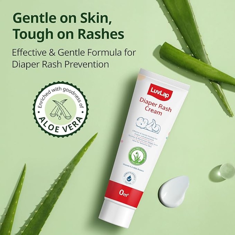 LuvLap Baby Diaper Rash Cream, 75g, Nappy cream for newborns & babies, Diaper Rash Prevention & treatment, Natural Cream with goodness of Aloe Vera, Vitamin E & Milk Protein, Dermatologically tested LuvLap Baby Diaper Rash Cream, 75g, Nappy cream for newborns & babies, Diaper Rash Prevention & treatment, Natural Cream with goodness of Aloe Vera, Vitamin E & Milk Protein, Dermatologically tested