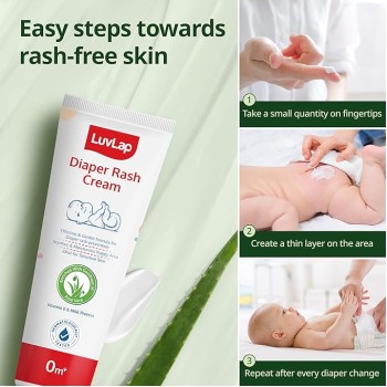 LuvLap Baby Diaper Rash Cream, 75g, Nappy cream for newborns & babies, Diaper Rash Prevention & treatment, Natural Cream with goodness of Aloe Vera, Vitamin E & Milk Protein, Dermatologically tested LuvLap Baby Diaper Rash Cream, 75g, Nappy cream for newborns & babies, Diaper Rash Prevention & treatment, Natural Cream with goodness of Aloe Vera, Vitamin E & Milk Protein, Dermatologically tested