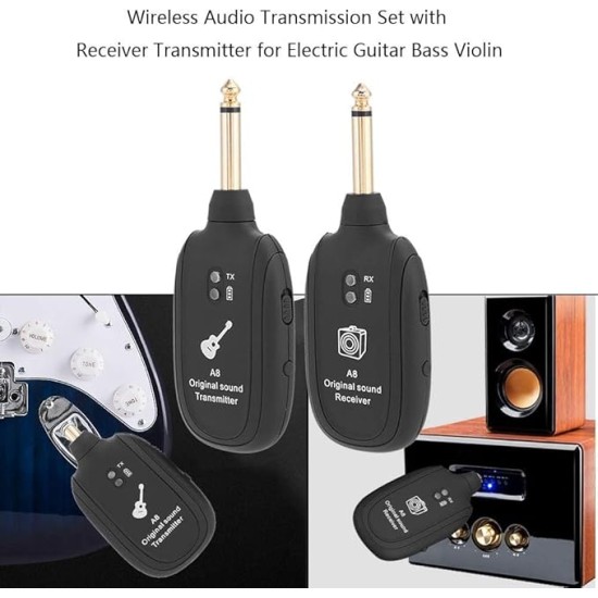 Careflection || Wireless Audio Transmitter Receiver 100ft Transmission Distance Built-in Rechargeable Lithium Battery, Electric Guitar Accessories for Guitar Bass Careflection || Wireless Audio Transmitter Receiver 100ft Transmission Distance Built-in Rechargeable Lithium Battery, Electric Guitar Accessories for Guitar Bass