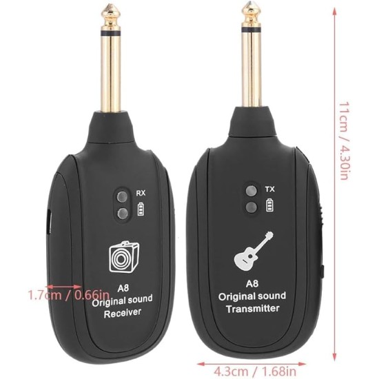 Careflection || Wireless Audio Transmitter Receiver 100ft Transmission Distance Built-in Rechargeable Lithium Battery, Electric Guitar Accessories for Guitar Bass Careflection || Wireless Audio Transmitter Receiver 100ft Transmission Distance Built-in Rechargeable Lithium Battery, Electric Guitar Accessories for Guitar Bass