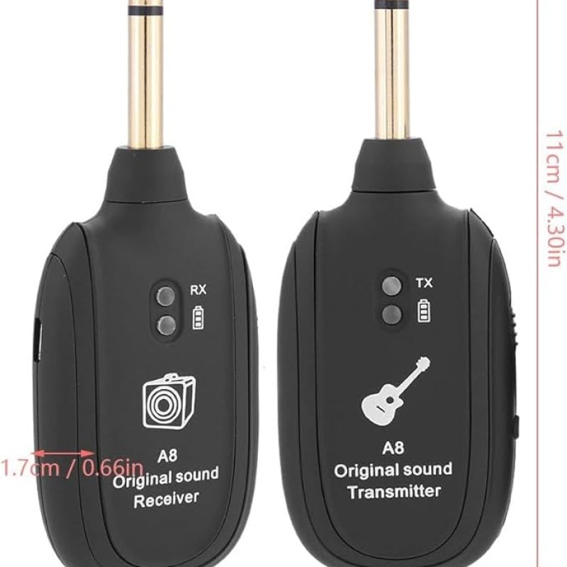 Careflection || Wireless Audio Transmitter Receiver 100ft Transmission Distance Built-in Rechargeable Lithium Battery, Electric Guitar Accessories for Guitar Bass