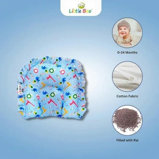 Little Boo Rai Mustard Seed Head Shaping Pillow for Newborn Baby, Neck Support Takiya| 100% Cotton Cover, Mustard Seed Filling | Prevents Flat Head | 0-12Months Little Boo Rai Mustard Seed Head Shaping Pillow for Newborn Baby, Neck Support Takiya| 100% Cotton Cover, Mustard Seed Filling | Prevents Flat Head | 0-12Months