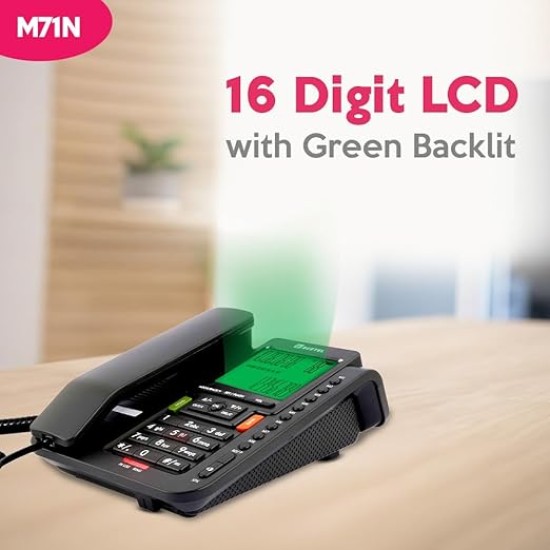 Beetel M71N Caller ID Landline,DTMF/FSK Compatible, 16 Digit LCD, Two Way Speaker phone, Music On Hold, In-use LED, 8 One Touch Memories, 30 Incoming/15 Outgoing calls Memory, 16 Ring Melodies (Black)
