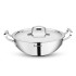 BERGNER Tripro TriPly Stainless Steel 22cm (2.35 L) Deep Kadai/Indian Wok with Lid, Heavy Bottom, Metal Spatual Friendly, Induction Base and Gas Ready 