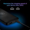 (Refurbished) Spigen 2 in1 10000 mAh Wireless Charging Power Bank with USB-A | USB-C 20W Fast Charging, Included Type-C to C Cable, Lithium Polymer - Black