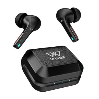 Wings Flobuds 300 Made in Inida Wireless TWS in Ear Earbuds with Leather-Look Finish, Smart Enc, 50 Hrs Total Playtime, Gaming Mode 40 Ms, 13Mm Drivers, Voice Assistant Support