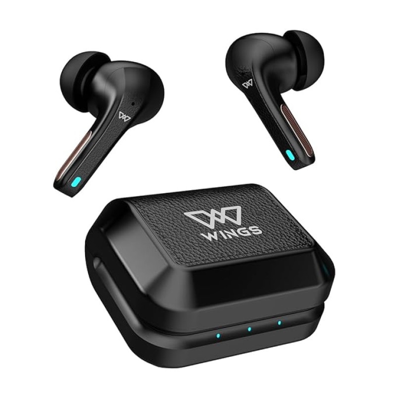 Wings Flobuds 300 Made in Inida Wireless TWS in Ear Earbuds with Leather-Look Finish, Smart Enc, 50 Hrs Total Playtime, Gaming Mode 40 Ms, 13Mm Drivers, Voice Assistant Support Wings Flobuds 300 Made in Inida Wireless TWS in Ear Earbuds with Leather-Look Finish, Smart Enc, 50 Hrs Total Playtime, Gaming Mode 40 Ms, 13Mm Drivers, Voice Assistant Support