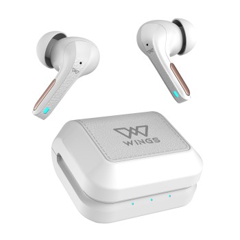 (Refurbished) Wings Flobuds 300,Made in India Wireless TWS in Ear Earbuds with Leather-Look Finish, Smart Enc, 50 Hrs Total Playtime, Gaming Mode 40 Ms, 13Mm Drivers, Voice Assistant Support