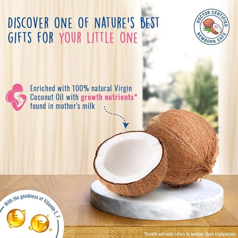 Parachute Advansed Baby Massage Oil for New Born| 100% Virgin Coconut Oil | Clinically Proven for Better Growth| Vitamin E & F| 200 Ml Parachute Advansed Baby Massage Oil for New Born| 100% Virgin Coconut Oil | Clinically Proven for Better Growth| Vitamin E & F| 200 Ml