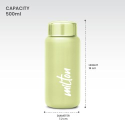 Milton Aqua 500 Stainless Steel Water Bottle, 500 ml, Light Green | Single walled | Leak Proof | Easy Grip | Easy to Carry | Gym Bottle | Home | Kitchen | Hiking | Treking Bottle | Travel Bottle