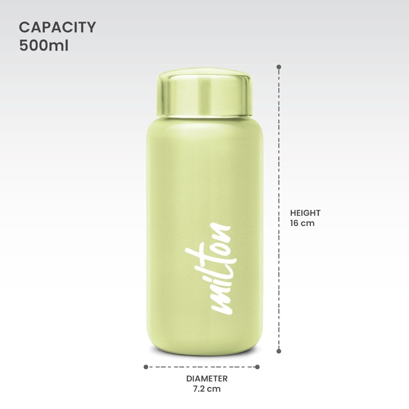 Milton Aqua 500 Stainless Steel Water Bottle, 500 ml, Light Green | Single walled | Leak Proof | Easy Grip | Easy to Carry | Gym Bottle | Home | Kitchen | Hiking | Treking Bottle | Travel Bottle Milton Aqua 500 Stainless Steel Water Bottle, 500 ml, Light Green | Single walled | Leak Proof | Easy Grip | Easy to Carry | Gym Bottle | Home | Kitchen | Hiking | Treking Bottle | Travel Bottle