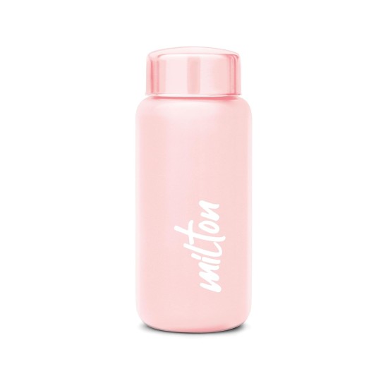 MILTON Aqua 500 Stainless Steel Water Bottle, 500 ml water bottles, Single walled, Leak-Proof, Rust-free Steel Bottle, Easy Grip, Easy to Carry, Travel Bottle, Light Pink