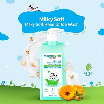 Mamaearth Milky Soft Head to Toe Wash With Oats, Milk, and Calendula for Babies | 2-in-1 Tear-Free Body Wash & Shampoo | Moisturizes and Soothes Skin | 400 ml Mamaearth Milky Soft Head to Toe Wash With Oats, Milk, and Calendula for Babies | 2-in-1 Tear-Free Body Wash & Shampoo | Moisturizes and Soothes Skin | 400 ml