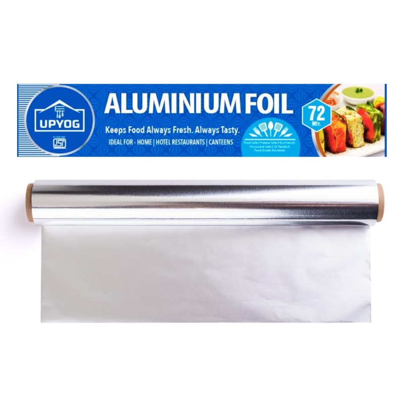 Upyog Aluminium Foil Food Packing 72 Meters 11 Microns, Wrapping, Storing and Serving Perfect for Cooking, Baking and Packing Food (72 Meters, 1) Upyog Aluminium Foil Food Packing 72 Meters 11 Microns, Wrapping, Storing and Serving Perfect for Cooking, Baking and Packing Food (72 Meters, 1)
