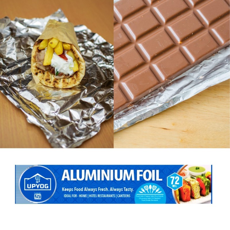 Upyog Aluminium Foil Food Packing 72 Meters 11 Microns, Wrapping, Storing and Serving Perfect for Cooking, Baking and Packing Food (72 Meters, 1) Upyog Aluminium Foil Food Packing 72 Meters 11 Microns, Wrapping, Storing and Serving Perfect for Cooking, Baking and Packing Food (72 Meters, 1)