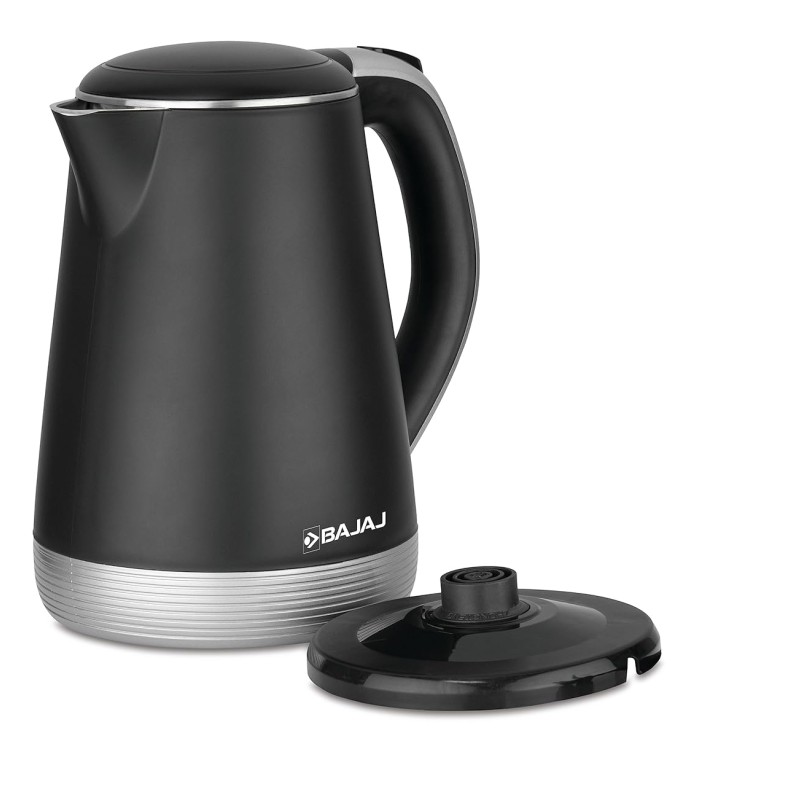 Bajaj KTP 1.7 Ltr Electric Kettle For Hot Water|1600W Double Walled Hot Water Kettle|360� Swivel Base With Cord Storage|On-Off Switch With Indicator|Dry Boil Protection|2 Year Warranty By Bajaj|Silver