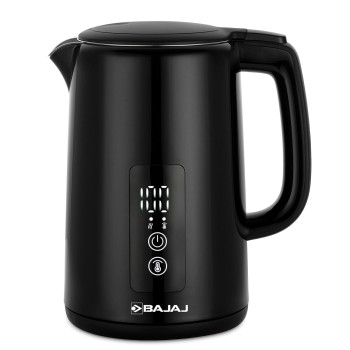Bajaj KTP 1.5 Litre Digital Electric Kettle| Auto Shut-Off|Dry Boil Mechanism| Digital Temperature Display| 360-degree Cordless Operation| 2-Yr Warranty by Bajaj| Black