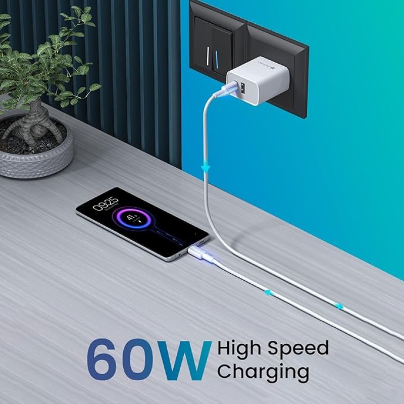 Portronics Konnect Link C Square 60W Type C Fast Charging PD Cable with 480Mbps Data Sync Compatible with Smartphones, iPhone 15 series, MacBook and Other Type C devices 1M Length Portronics Konnect Link C Square 60W Type C Fast Charging PD Cable with 480Mbps Data Sync Compatible with Smartphones, iPhone 15 series, MacBook and Other Type C devices 1M Length