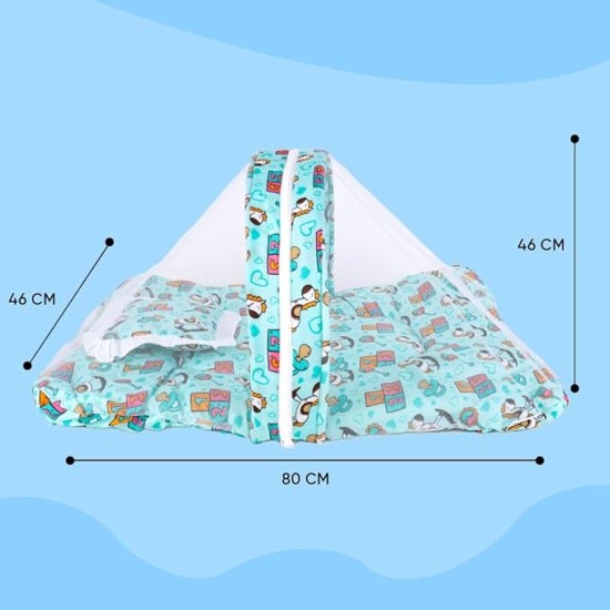 Bumtum Baby Horse Mosquito Net & Neck Throw Pillow, Baby Gadda Set for New Born, 0-6 Month, Printed Baby Bedding, Baby Sleeping Bed of 71Cm X 47Cm X 5Cm, Sky Blue, Cotton, Free Size Bumtum Baby Horse Mosquito Net & Neck Throw Pillow, Baby Gadda Set for New Born, 0-6 Month, Printed Baby Bedding, Baby Sleeping Bed of 71Cm X 47Cm X 5Cm, Sky Blue, Cotton, Free Size