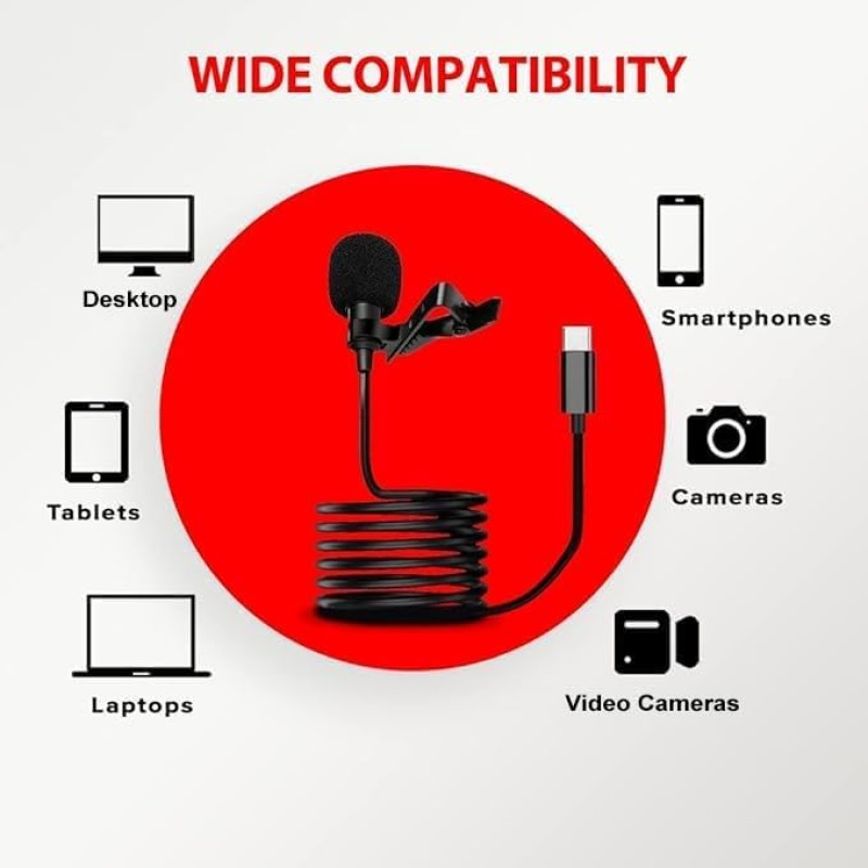 HUMBLE HB-C01 Lavalier Lapel Condenser Mic for Android, USB Type C Microphone for YouTube Vlogging F HUMBLE HB-C01 Lavalier Lapel Condenser Mic for Android, USB Type C Microphone for YouTube Vlogging F