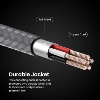 Portronics ikonnect L+ 8Pin to 3.5mm Aux Cable with 1M Length, Nylon Braided, Metal Heads, Gold Plated Connector Compatible with Cars, Mobiles, Headphones & Home Theatres(Black) Portronics ikonnect L+ 8Pin to 3.5mm Aux Cable with 1M Length, Nylon Braided, Metal Heads, Gold Plated Connector Compatible with Cars, Mobiles, Headphones & Home Theatres(Black)