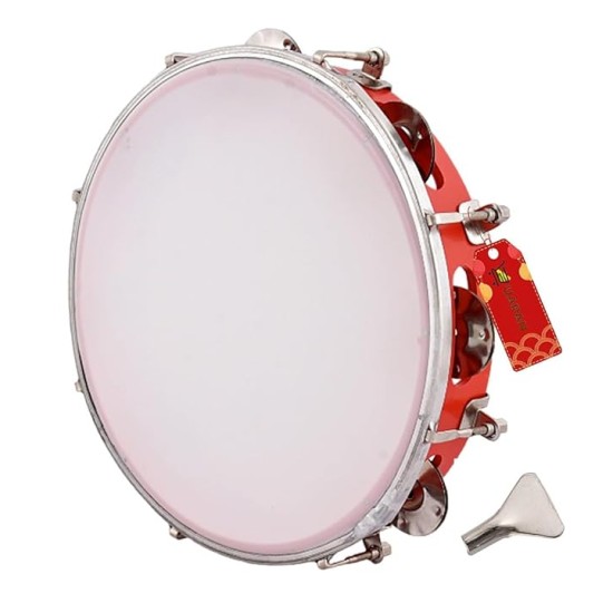 UAPAN Dafli Musical Instrument Dafli/Tambourine 10 inch Hand Percussion Musical Instrument (Red tambourine) UAPAN Dafli Musical Instrument Dafli/Tambourine 10 inch Hand Percussion Musical Instrument (Red tambourine)