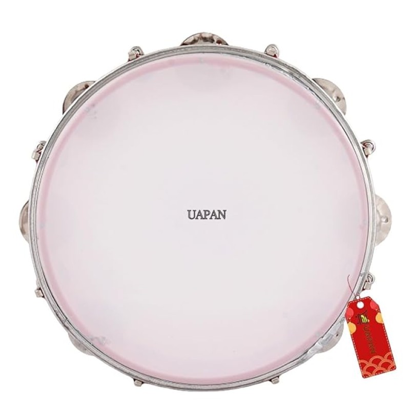 UAPAN Dafli Musical Instrument Dafli/Tambourine 10 inch Hand Percussion Musical Instrument (Red tambourine)
