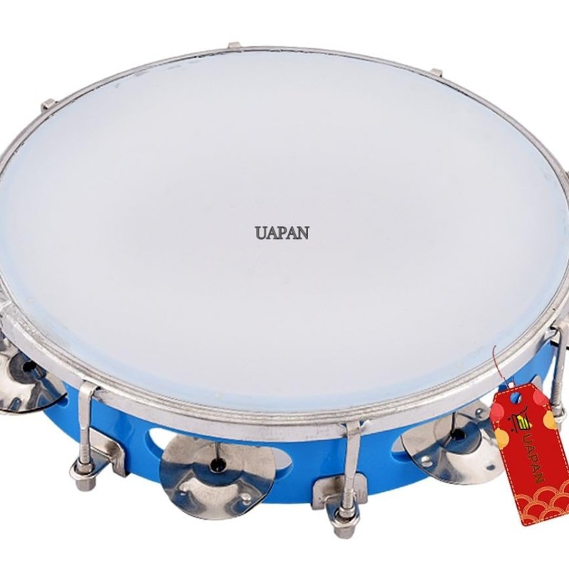 UAPAN Dafli Musical Instrument Dafli/Tambourine 10 inch Hand Percussion Musical Instrument (Blue tambourine) UAPAN Dafli Musical Instrument Dafli/Tambourine 10 inch Hand Percussion Musical Instrument (Blue tambourine)