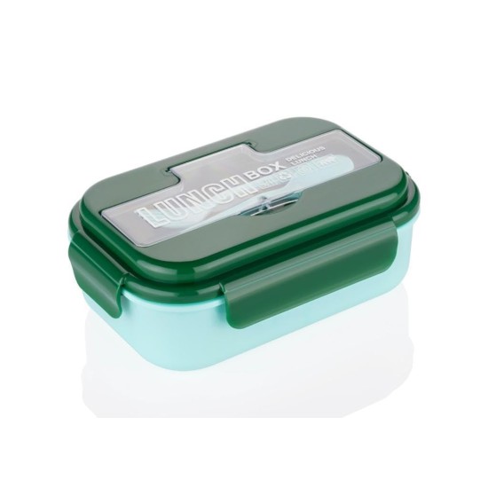 Attro Magic Lunch Box with 3 Compartment,2 Spoons&Stylishlid Use As Phone Holder Made with Heavy Platic Material Bpa Free Perfect for School,Office,Outdoor-Green Turquoise,1200 ml,Plastic