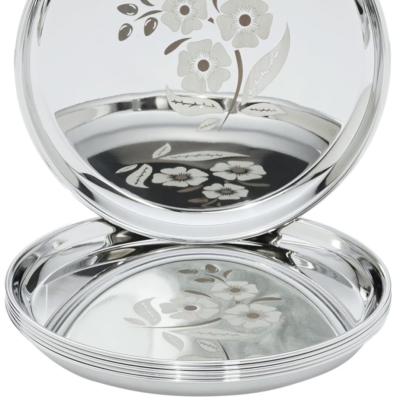 Solimo Plate Set | Stainless Steel | Set of 6 | 12 Inches Solimo Plate Set | Stainless Steel | Set of 6 | 12 Inches