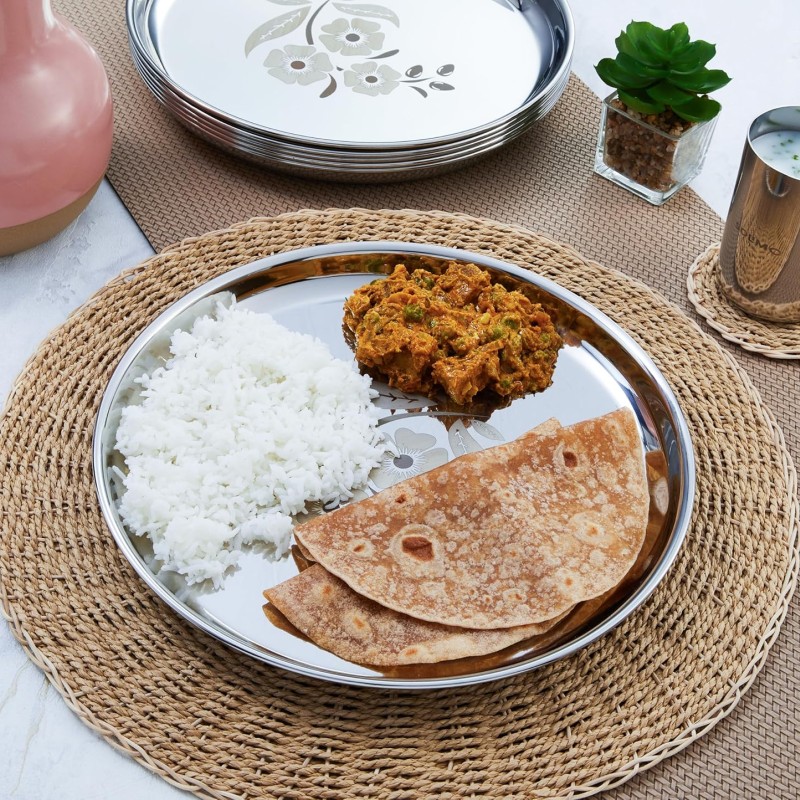 Solimo Plate Set | Stainless Steel | Set of 6 | 12 Inches Solimo Plate Set | Stainless Steel | Set of 6 | 12 Inches