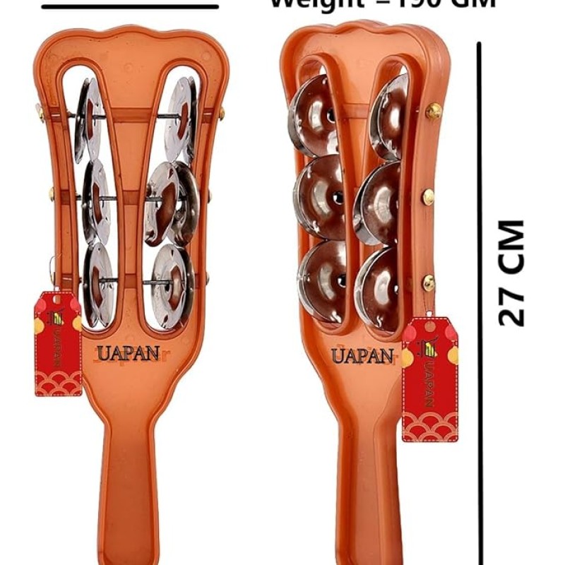 UAPAN Plastic Taal Kanjira/Kartal Musical Instrument for Kirtan I Puja-Bhajans I Pair of 1