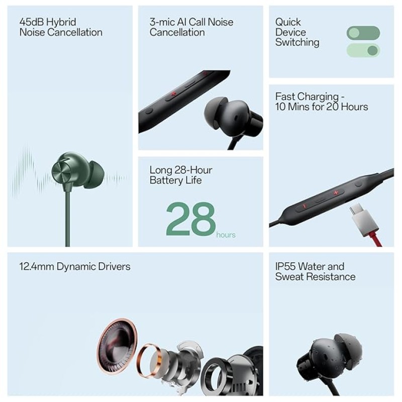 OnePlus Bullets Wireless Z2 ANC Bluetooth in Ear Earphones with Mic, 45dB Hybrid ANC, Bombastic Bass - 12.4 mm Drivers, 10 Mins Charge - 20 Hrs Music, 28 Hrs Battery (Booming Black) OnePlus Bullets Wireless Z2 ANC Bluetooth in Ear Earphones with Mic, 45dB Hybrid ANC, Bombastic Bass - 12.4 mm Drivers, 10 Mins Charge - 20 Hrs Music, 28 Hrs Battery (Booming Black)