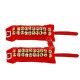 UAPAN 2 line Brass Ghungroo Ankle Bells Velvet Red Pad for Classical,Baratnatyam,Odissi,Kathak Dance with Adjustable Strap (Valvet, Belt)