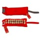 UAPAN 2 line Brass Ghungroo Ankle Bells Velvet Red Pad for Classical,Baratnatyam,Odissi,Kathak Dance with Adjustable Strap (Valvet, Belt)