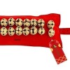 UAPAN 2 line Brass Ghungroo Ankle Bells Velvet Red Pad for Classical,Baratnatyam,Odissi,Kathak Dance with Adjustable Strap (Valvet, Belt)