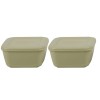 ASIAN Plastowares Utility Star Storage Containers Set of 4, (500 Ml x 2, 800 Ml, 1800 ml) Freeze Containers (Olive Green)