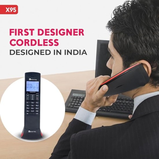 Beetel X95 Flagship Designer Expandable Cordless Landline Phone,Proudly Designed in India,2.4Ghz,Dual Tone,Blue-White LCD,2-Way Speaker Phone,Ringer & Volume Control,Auto Answer,Alarm(X95)(Black/Red) Beetel X95 Flagship Designer Expandable Cordless Landline Phone,Proudly Designed in India,2.4Ghz,Dual Tone,Blue-White LCD,2-Way Speaker Phone,Ringer & Volume Control,Auto Answer,Alarm(X95)(Black/Red)