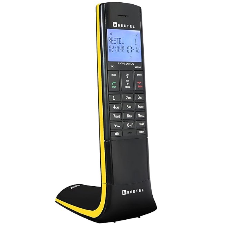 Beetel X95 Flagship Designer Cordless Landline Phone,Proudly Designed in India,2.4GHz,Dual Tone,Blue-White LCD,2-Way Speaker Phone,Ringer & Volume Control,Auto Answer,Alarm(X95)(Black/Yellow) Beetel X95 Flagship Designer Cordless Landline Phone,Proudly Designed in India,2.4GHz,Dual Tone,Blue-White LCD,2-Way Speaker Phone,Ringer & Volume Control,Auto Answer,Alarm(X95)(Black/Yellow)