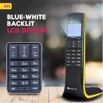 Beetel X95 Flagship Designer Cordless Landline Phone,Proudly Designed in India,2.4GHz,Dual Tone,Blue-White LCD,2-Way Speaker Phone,Ringer & Volume Control,Auto Answer,Alarm(X95)(Black/Yellow) Beetel X95 Flagship Designer Cordless Landline Phone,Proudly Designed in India,2.4GHz,Dual Tone,Blue-White LCD,2-Way Speaker Phone,Ringer & Volume Control,Auto Answer,Alarm(X95)(Black/Yellow)