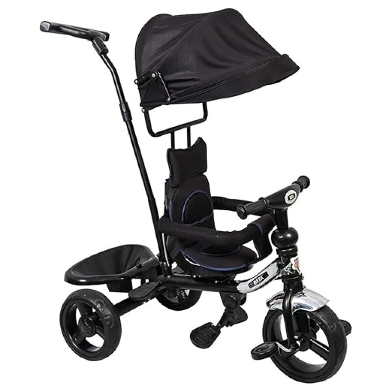 BeyBee| Beta Secure Baby Tricycle for Kids with Sun Canopy & Parents Handle and Also with a Storage Basket Back Side | Color Wheels for Boys and Girls for Age 1 to 5 yrs (Black) BeyBee| Beta Secure Baby Tricycle for Kids with Sun Canopy & Parents Handle and Also with a Storage Basket Back Side | Color Wheels for Boys and Girls for Age 1 to 5 yrs (Black)