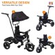 BeyBee| Beta Secure Baby Tricycle for Kids with Sun Canopy & Parents Handle and Also with a Storage Basket Back Side | Color Wheels for Boys and Girls for Age 1 to 5 yrs (Black)