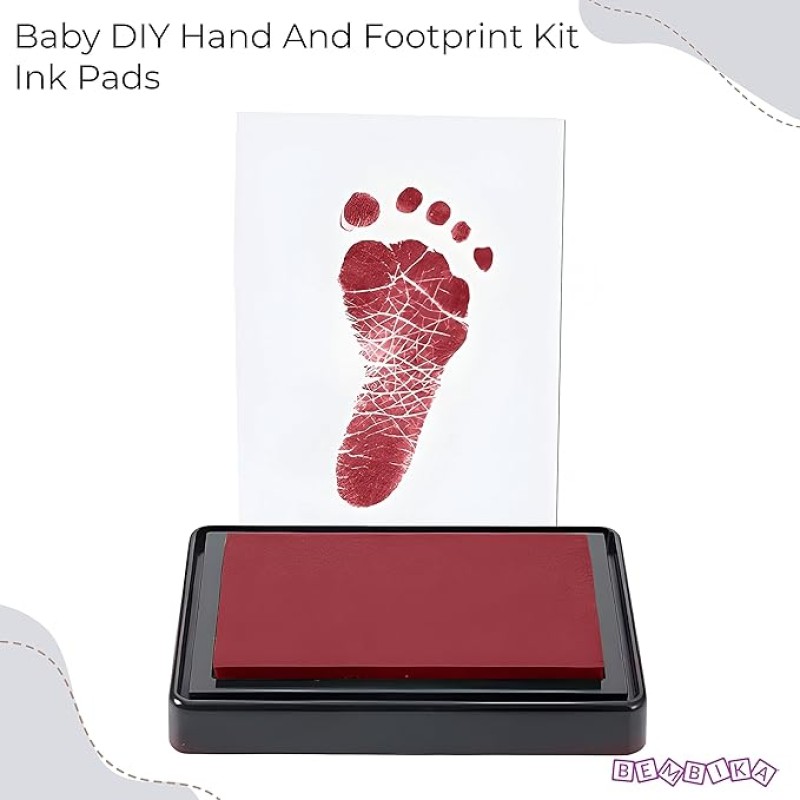 Bembika Baby Finger Print and Footprint Kit inkpad for Kids, Reusable Pad for Baby's Hand and Foot Impression Safe and Non Toxic Ink Pad for Baby Foot Prints and Handprints ? (Red)