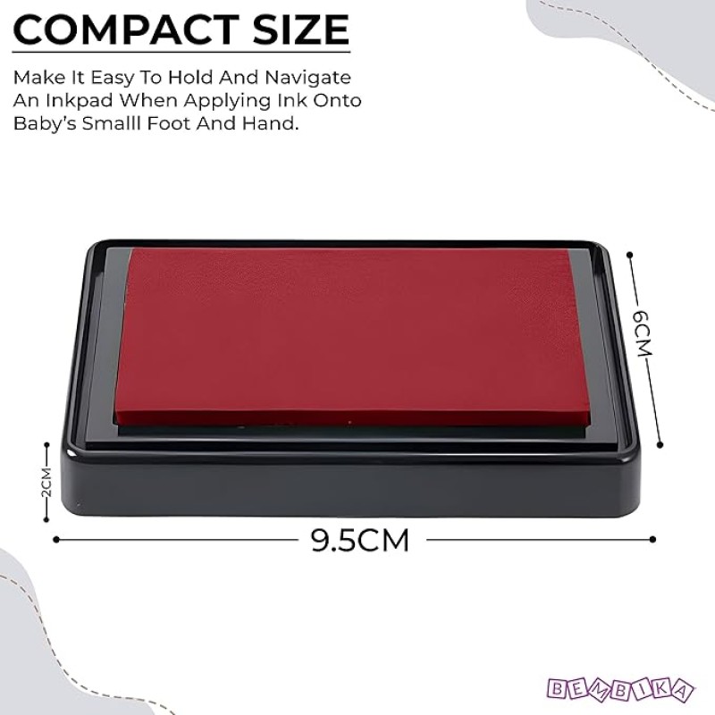 Bembika Baby Finger Print and Footprint Kit inkpad for Kids, Reusable Pad for Baby's Hand and Foot Impression Safe and Non Toxic Ink Pad for Baby Foot Prints and Handprints ? (Red)