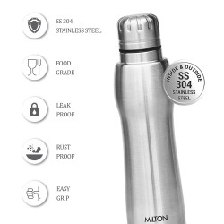 MILTON Copper Drinking Water Tumbler with Lid, 1 Piece, 480 Ml & Elate 750 Water Bottle, 635 Ml, Silver (Pack of 1)