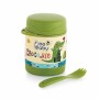 BEEBABY Steelios Double Vacuum Wall Insulated Food Jar Container with Spork (Spoon+Fork). Made of Food Grade Stainless Steel (SS304) for Toddlers, Babies. 100% BPA Free. 325 ML (Crocodile_Green)