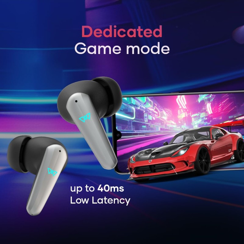 (Refurbished) Wings Phantom 450 Wireless in Ear Earbuds with Digital Battery Display, Smart ENC, 13mm Drivers, 10Hrs Total Playtime, Touch Controls - Grey (Refurbished) Wings Phantom 450 Wireless in Ear Earbuds with Digital Battery Display, Smart ENC, 13mm Drivers, 10Hrs Total Playtime, Touch Controls - Grey