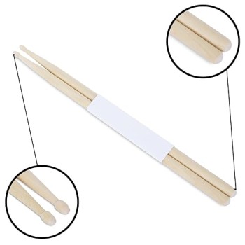 Jurez JRDS100 Wooden Drum Sticks 5A Size, Maple Wood with Wooden Tips, Durable & Balanced for Drummers (Pair)