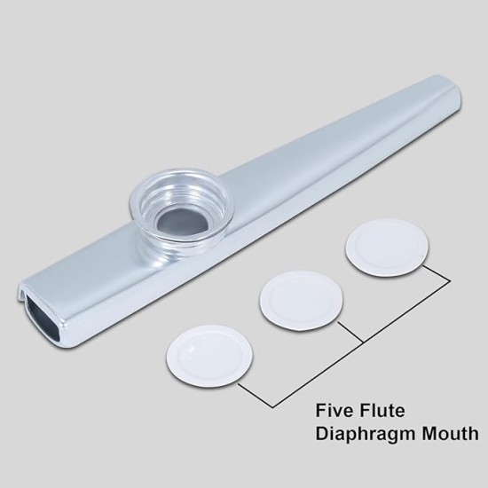Juarez Kazoo Silver Aluminum Alloy with Five Membrane Flute Diaphragm Mouth Kazoos Musical Instruments JRKZ100